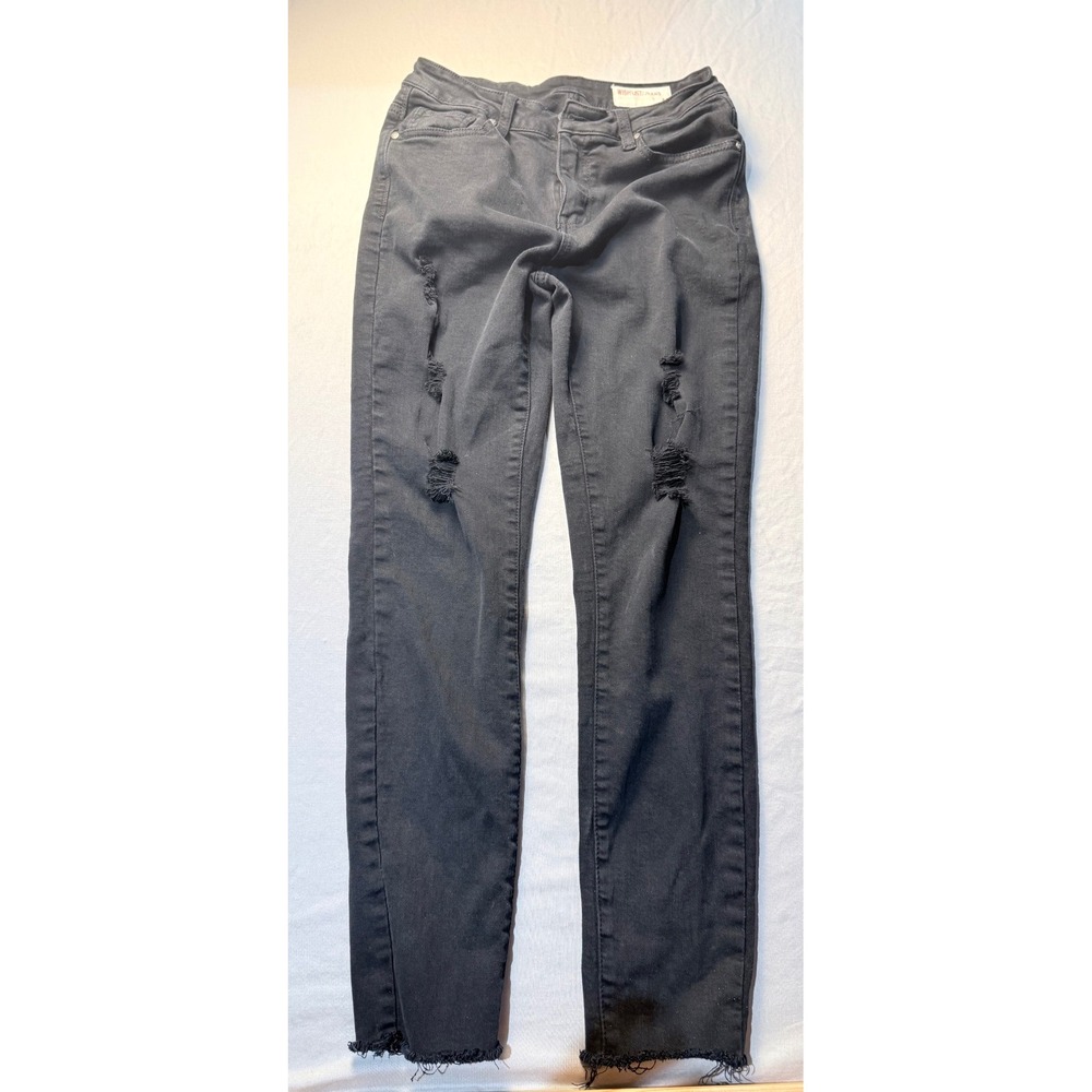 Wishlist Jeans Black Distressed Skinny Frayed Hem Denim Pants Size Medium